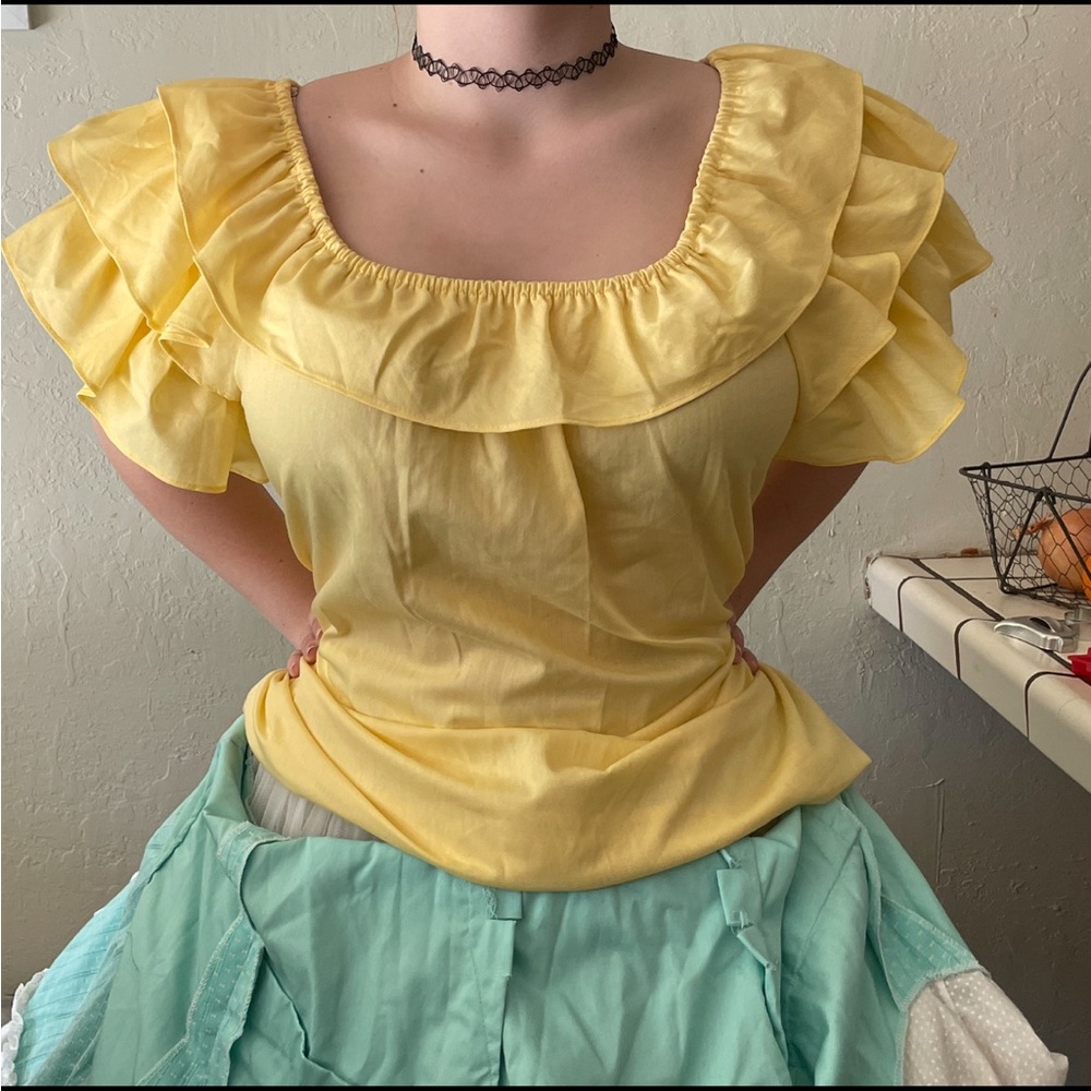 Yellow Ruffled Women's Top